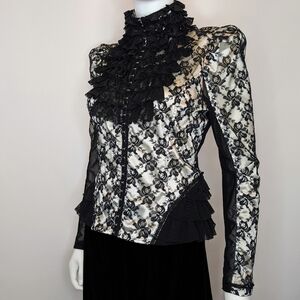 Lip Service Vintage Vaudeville Vamps Gothic Lolita Victorian Ivory Jacket Size M